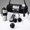 Product listing for the Get in the Rhythm Employee Wellness Kit featuring a black duffel bag, stainless steel tumbler, cordless jump rope, and black massage ball.